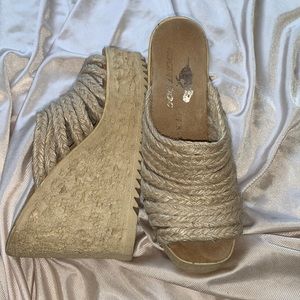 Rocket Dog Cork Platform Wedges Size 7 | y2k Raffia and Cork Wedge Sandals